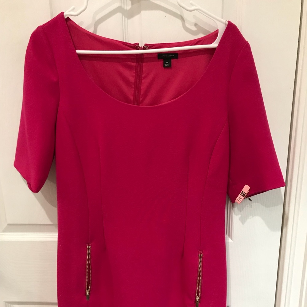 Ann Taylor Shortsleeve Fuscia Dress - Picture 2 of 8